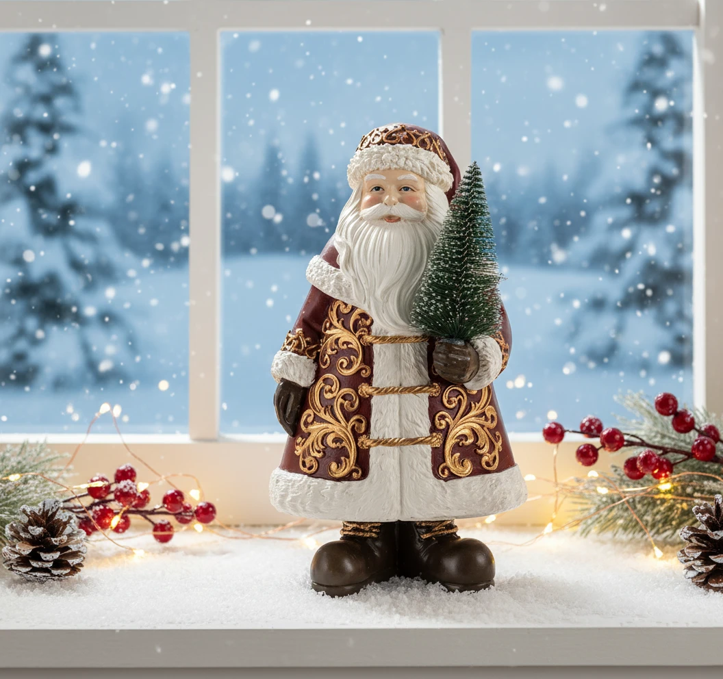 23.4 cm Resin Santa with Tree Christmas Decor