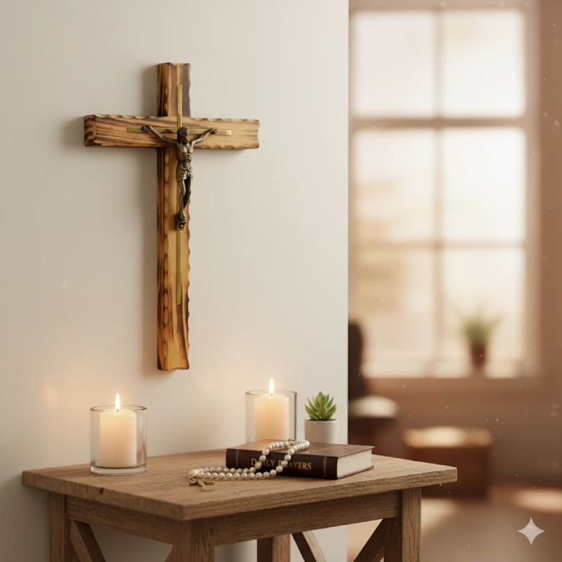 27 cm Wood Crucifix, Lacquered Wood Crucifix