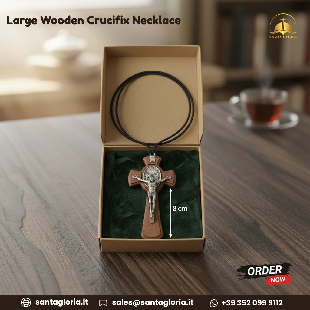 Large Wooden Crucifix Necklace - 18.4 cm