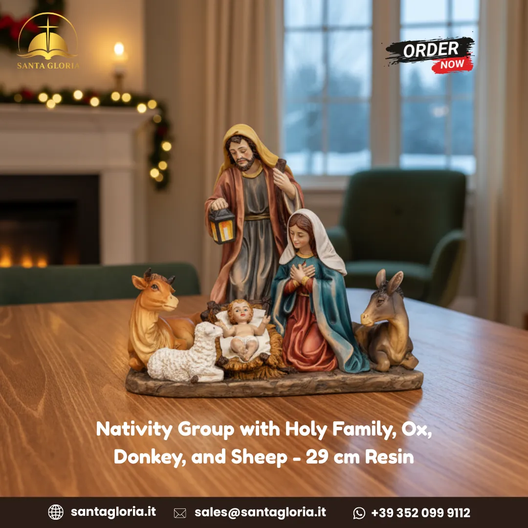 Nativity Group with Holy Family, Ox, Donkey, and Sheep