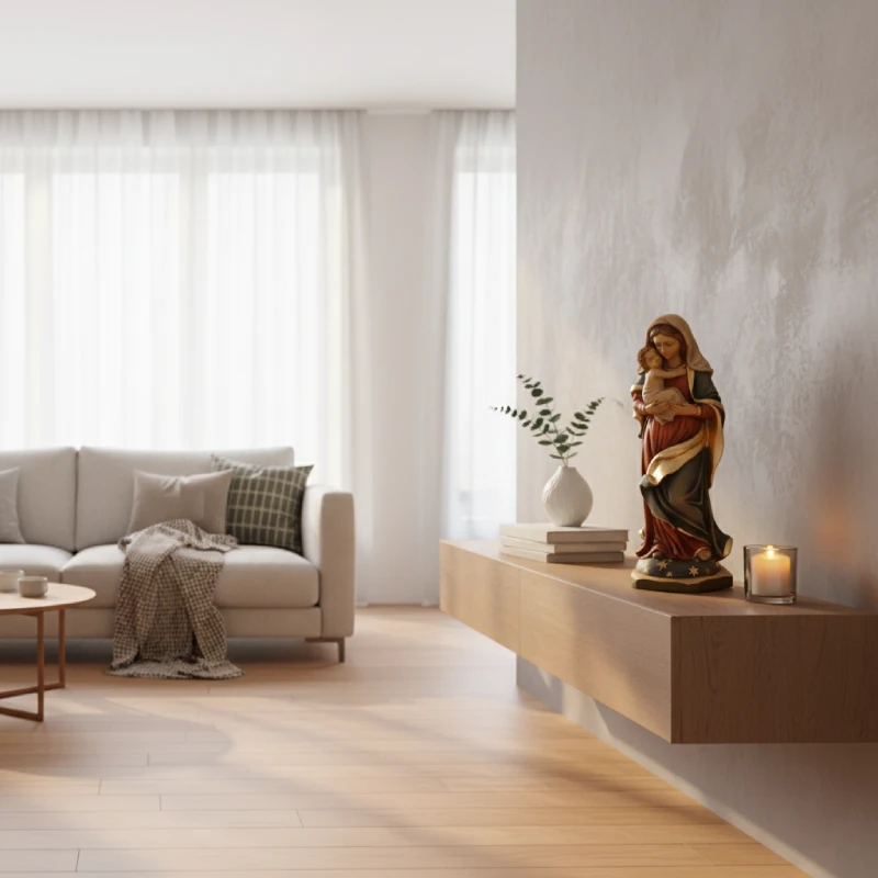 Religious gift Virgin Mary holding Baby Jesus figurine