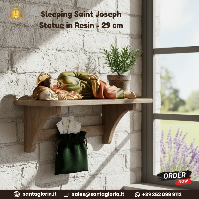 Sleeping St. Joseph Statue in Resin - 29 cm