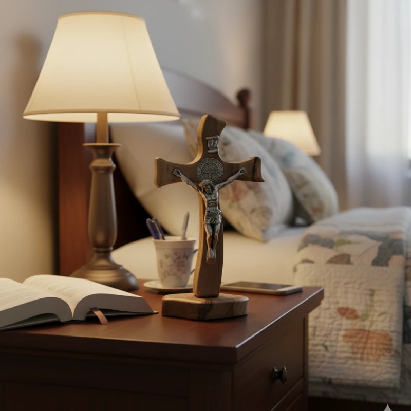 Standing Solid Olive Wood Crucifix with Corpus