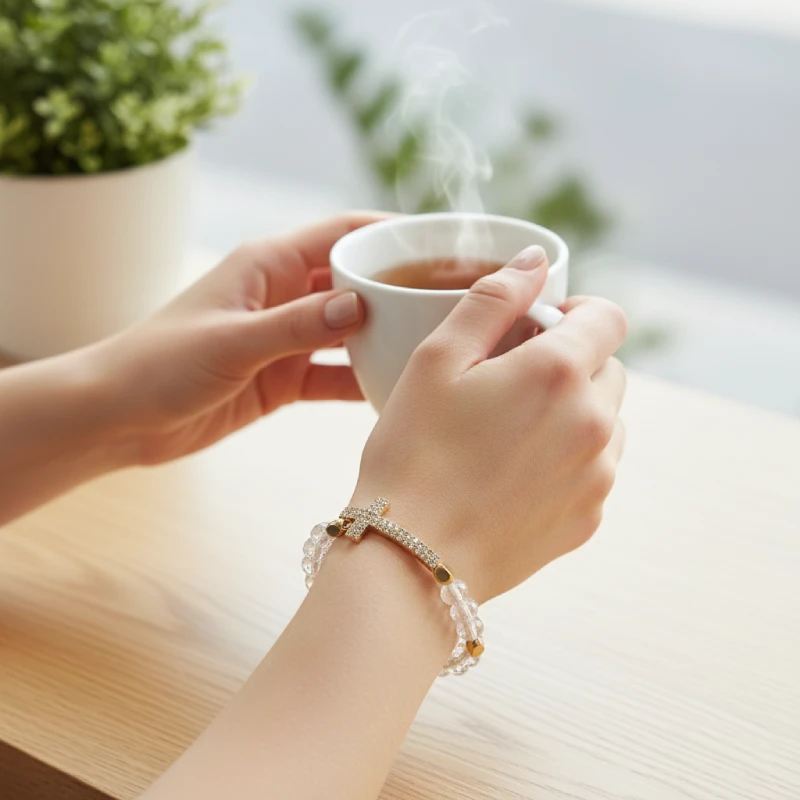White glass bead bracelet