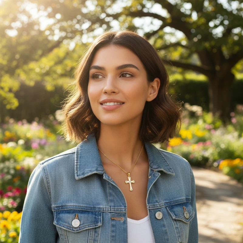 5-stone crystal cross necklace