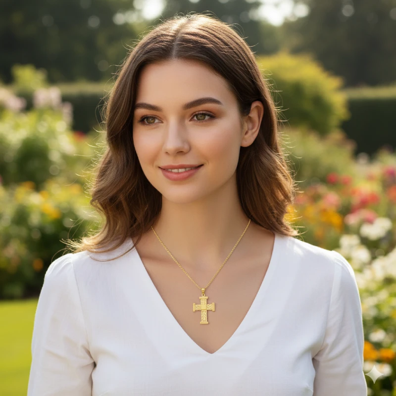 Diamond-Cut Cross Necklace