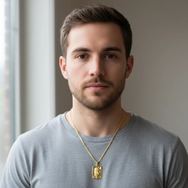 Men's Gold Jesus Necklace