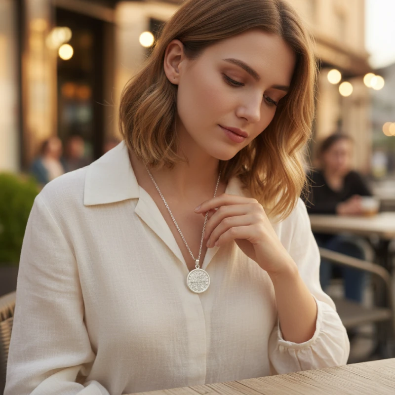 Saint Benedict medal necklace silver