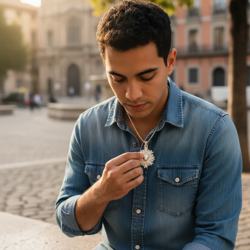 Silver Holy Face Pendant