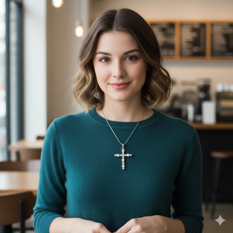 sterling silver bubble cross