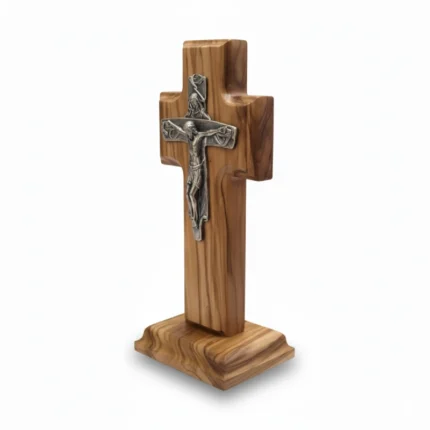 17 cm Olive Wood Tabletop Crucifix with Trinity