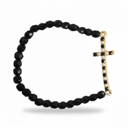 5mm Black Glass Bead Bracelet