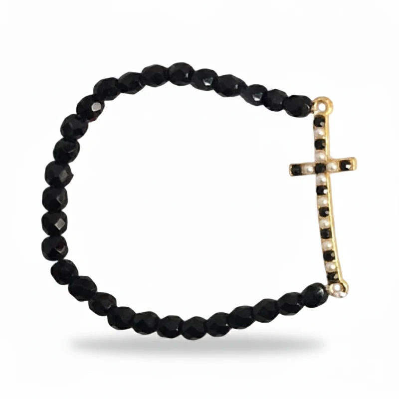 5mm Black Glass Bead Bracelet