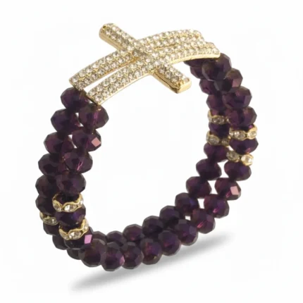 8mm Violet Glass Bead Bracelet