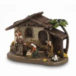 Bethlehem stable and figurine set for fireplace mantel