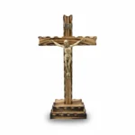 Burnt Pine Wood Standing Crucifix