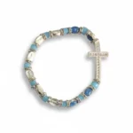Catholic Saint Medal Rosary Bracelet with Pave Crystal Cross