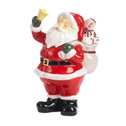 Ceramic Santa Claus Figurine with Bell and Gift Box 29.5 cm