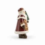 Deluxe 23.4 cm Resin Santa Figurine in Burgundy Coat with Gold Accents