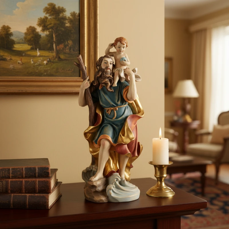 Detailed 20.4 cm Resin Saint Christopher Statue