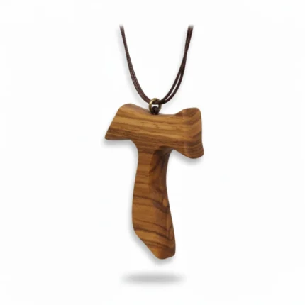 Franciscan Tau Cross Necklace in Authentic Olive Wood