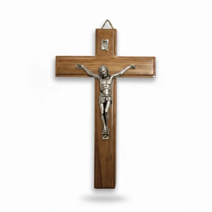 Italian Olive Wood Crucifix with Metal Corpus