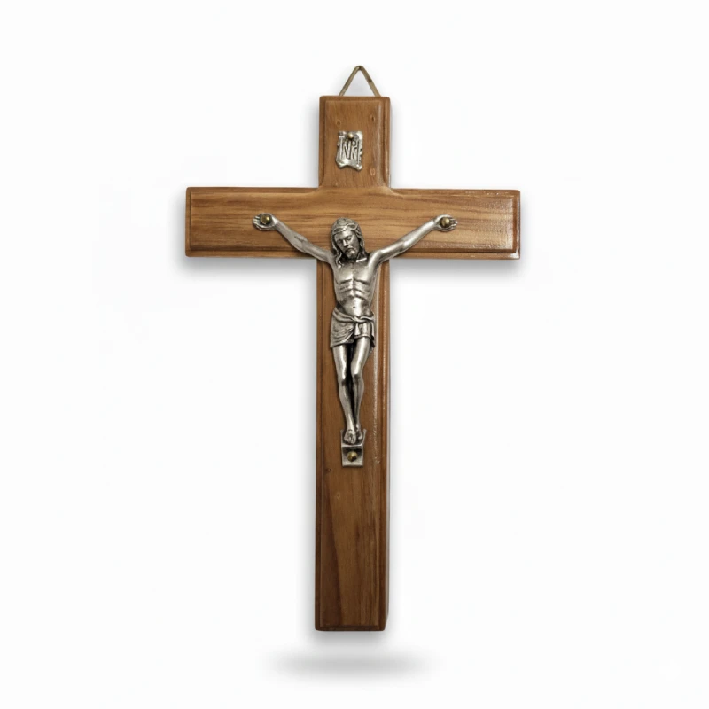 Italian Olive Wood Crucifix with Metal Corpus Italian Olive Wood Crucifix with Metal Corpus