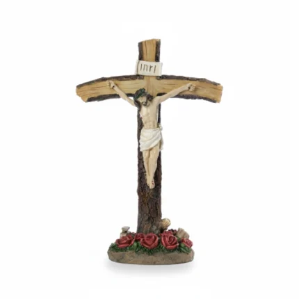 Jesus Crucified Among Roses Statue