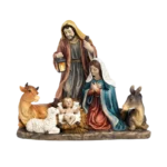 Nativity Group with Holy Family, Ox, Donkey, and Sheep - 29 cm Resin
