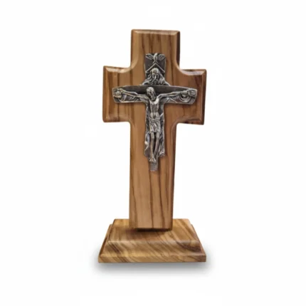 Olive Wood Holy Trinity Standing Crucifix