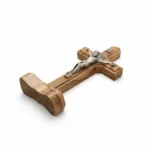 Olive Wood St. Benedict Tabletop Crucifix with Medal