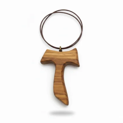 Olive Wood Tau Cross Necklace