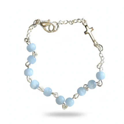 One Decade Rosary Bracelet with 4 mm Blue and Green