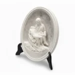 Pietà Religious Wall Plaque - 26 cm Oval Sculpture