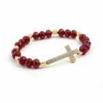 Red and Gold Crystal Cross Bracelet