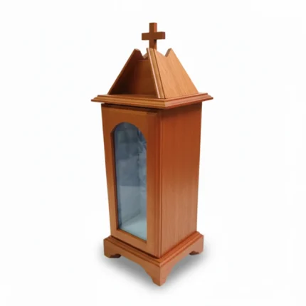 Religious Wooden Display Case with Cross