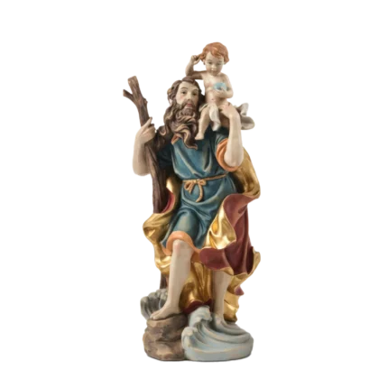 SAINT CHRISTOPHER Carrying Christ Child Resin Figurine