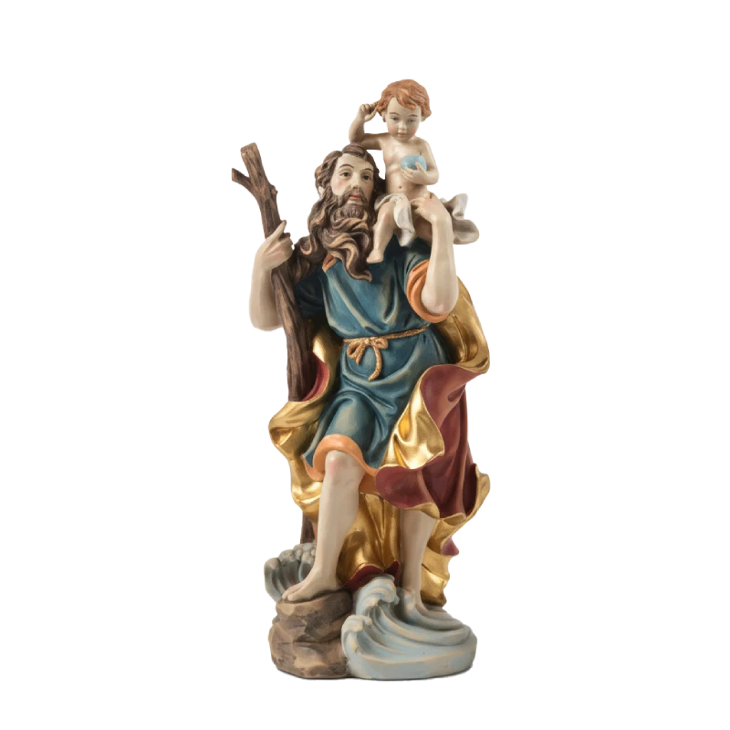 SAINT CHRISTOPHER Carrying Christ Child Resin Figurine SAINT CHRISTOPHER Carrying Christ Child Resin Figurine