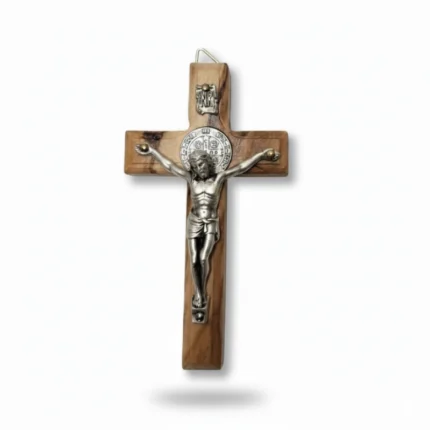 Small Olive Wood Crucifix with Medal