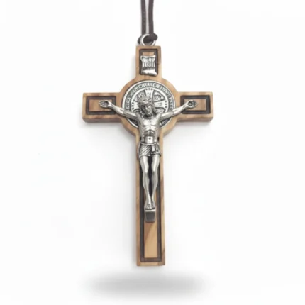 St Benedict Wooden Crucifix Necklace