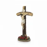 Standing Crucifix with Jesus Christ and Roses at the Base