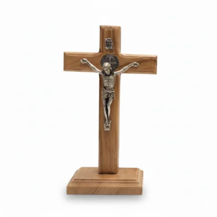 Standing Olive Wood Crucifix with St