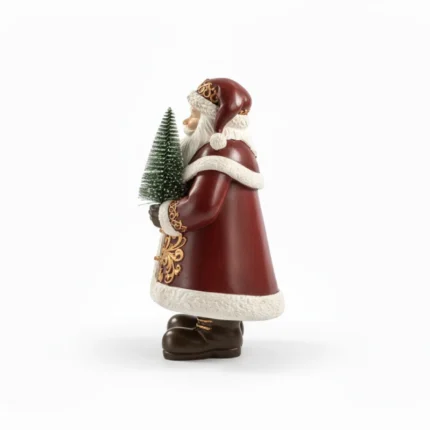 Traditional Santa Claus Christmas Figurine - 23.4 cm Resin with Tree