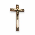 Two Tone Wood Crucifix with Lacquer Finish