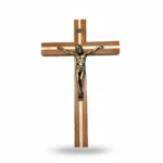 Wood Crucifix with Metal Corpus and Lacquer Finish