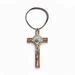 Wooden St. Benedict Crucifix Pendant on Cord Necklace