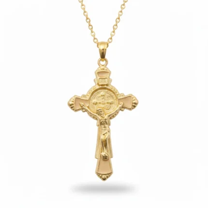 Benedict Cross Necklace Gold Tone