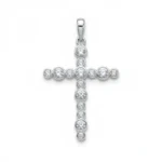 Classic Silver Tone Bezel Crystal Cross Necklace