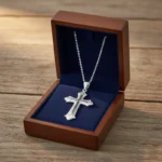 Flared Cross Necklace, Textured Silver Cross