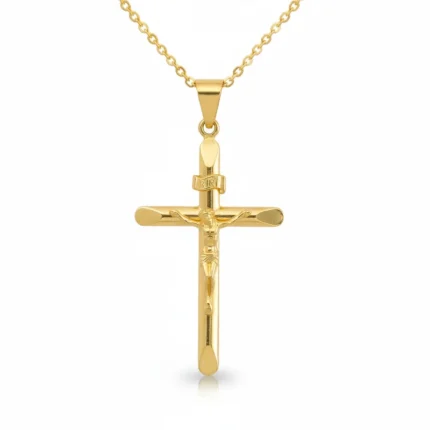 Gold Crucifix Pendant Necklace for Men & Women